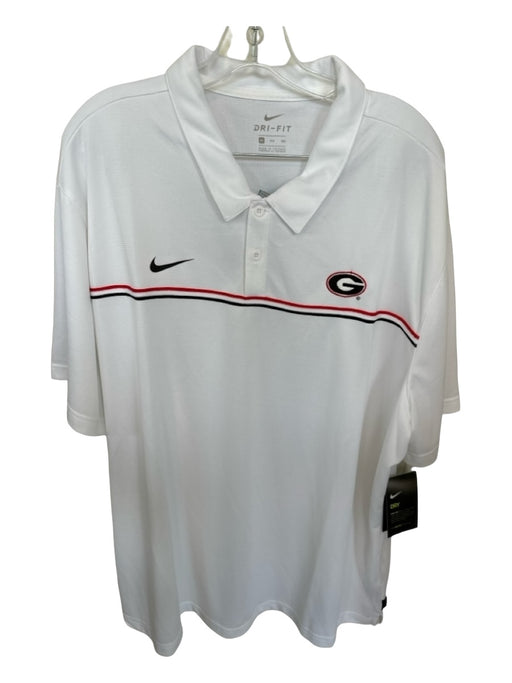 Nike NWT Size 3XL White & Red Polyester UGA Golf Men's Polo 3XL