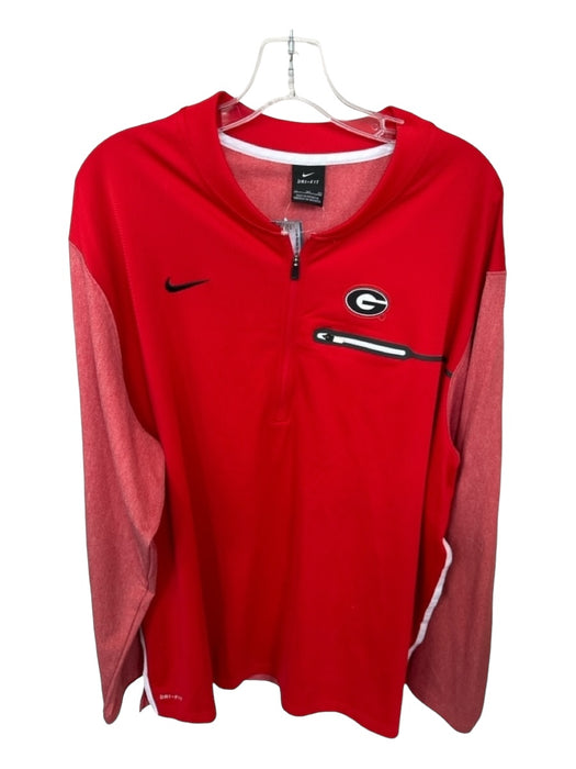 Nike Size 3XL Red Polyester UGA Half Zip Athletic Men's Jacket 3XL