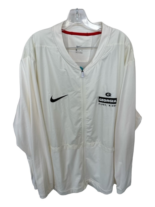 Nike Size 3XL Cream & Black Polyester UGA Full Zip Athletic Men's Jacket 3XL