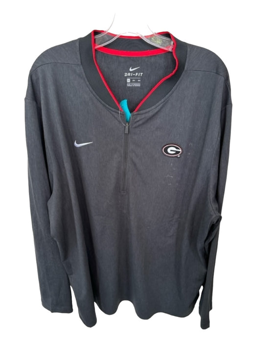 Nike Size 3XL Black & Red Polyester UGA Half Zip Athletic Men's Jacket 3XL