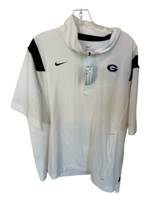 Nike White & Black Polyester UGA Short Sleeve Half Zip Men's Pullover White & Black / XXL