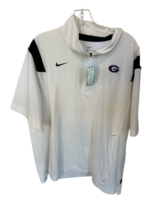 Nike White & Black Polyester UGA Short Sleeve Half Zip Men's Pullover White & Black / XXL