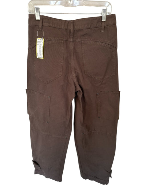 Zara Size 4 Dark Brown Cotton High Waist Barrell Leg Cargo Pockets Jeans Dark Brown / 4