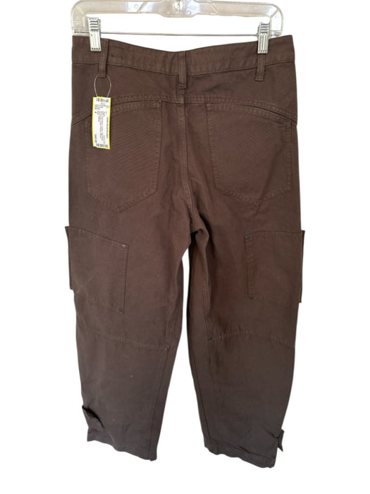 Zara Size 4 Dark Brown Cotton High Waist Barrell Leg Cargo Pockets Jeans Dark Brown / 4