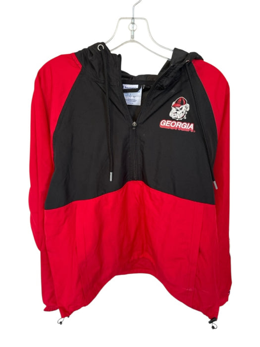 Champion Size L Red & Black Nylon UGA Half Zip Windbreaker Men's Jacket Red & Black / L