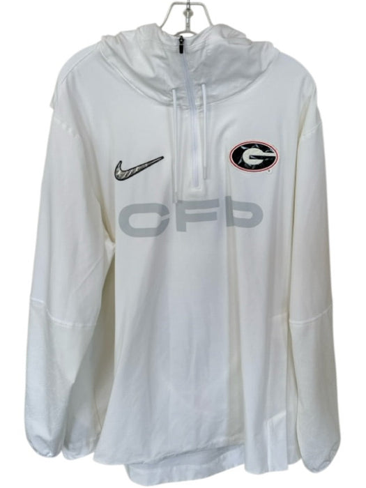Nike Size XXL White Nylon UGA Hood Half Zip Men's Jacket White / XXL