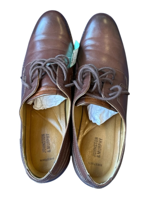 Johnston & Murphy Shoe Size 13 Brown Leather Loafer Almond Toe Lace Up Shoes Brown / 13