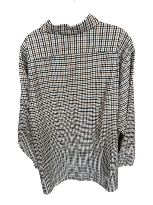 Cremieux NWT Size 2XB Brown & Gray Cotton Checkered Flannel Button Down Shirt Brown & Gray / 2XB