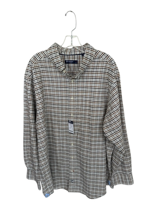 Cremieux NWT Size 2XB Brown & Gray Cotton Checkered Flannel Button Down Shirt Brown & Gray / 2XB
