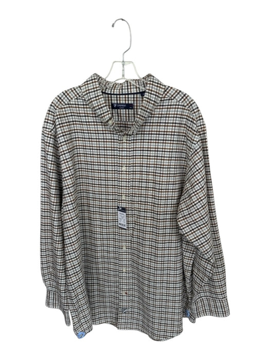 Cremieux NWT Size 2XB Brown & Gray Cotton Checkered Flannel Button Down Shirt Brown & Gray / 2XB