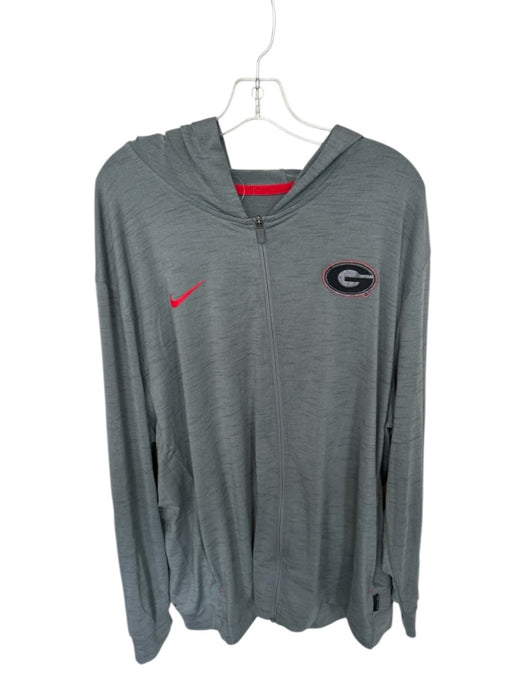 Nike Size 3XL Gray & Red Polyester UGA Hood Athletic Men's Jacket Gray & Red / 3XL