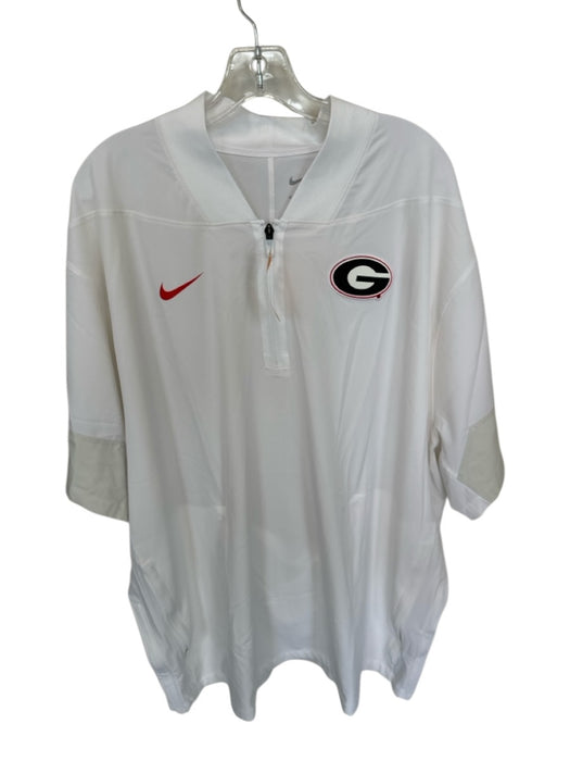 Nike White & Red Polyester UGA Short Sleeve Half Zip Men's Pullover White & Red / 3XL