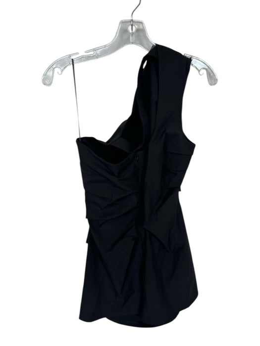 Banana Republic Size 8P Black Cotton Blend Sleeveless One Shoulder Mini Dress Black / 8P