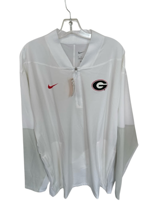 Nike White & Red Polyester UGA Half Zip Long Sleeve Men's Pullover White & Red / 3XL
