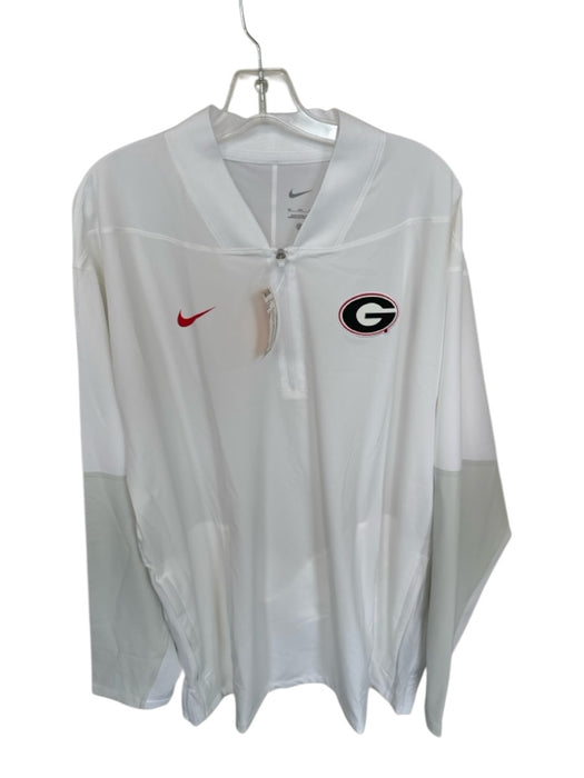 Nike White & Red Polyester UGA Half Zip Long Sleeve Men's Pullover White & Red / 3XL