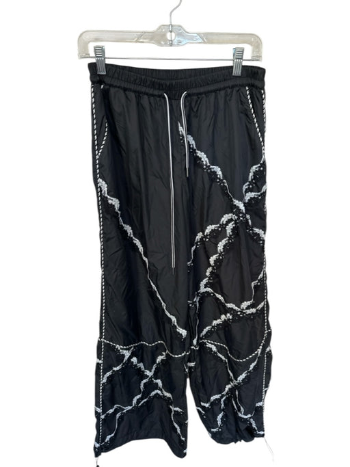 Akira Size S Black & White Nylon Drawstring Lace Detail drawstring ankle Pants Black & White / S