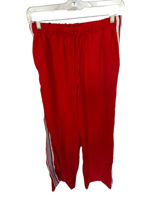 Zara Size M Red & White Polyester Drawstring Side Stripe Wide Leg Pants Red & White / M