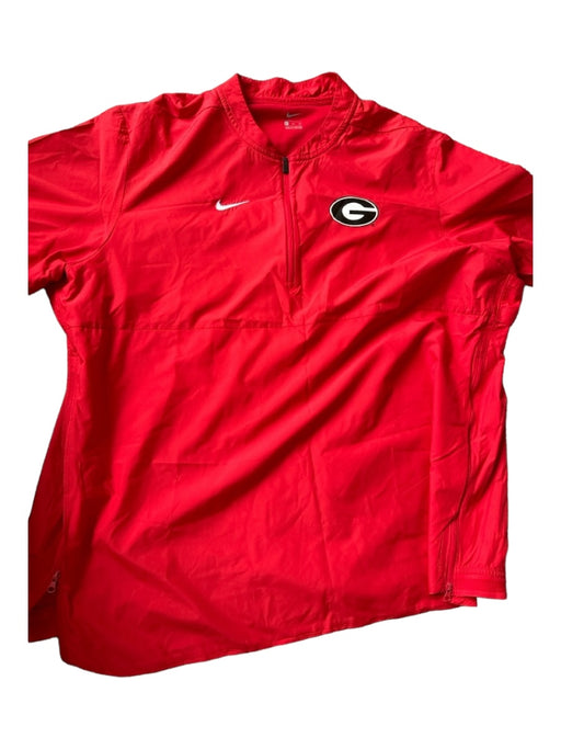 Nike Size 3XL Red & Black Polyester UGA Half Zip Athletic Men's Jacket 3XL