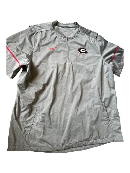 Nike Size 3XL Gray & Red Polyester UGA Half Zip Athletic Men's Jacket 3XL