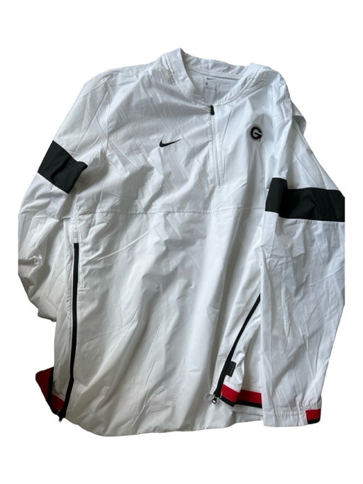 Nike Size 3XL White & Black Polyester UGA Half Zip Athletic Men's Jacket 3XL