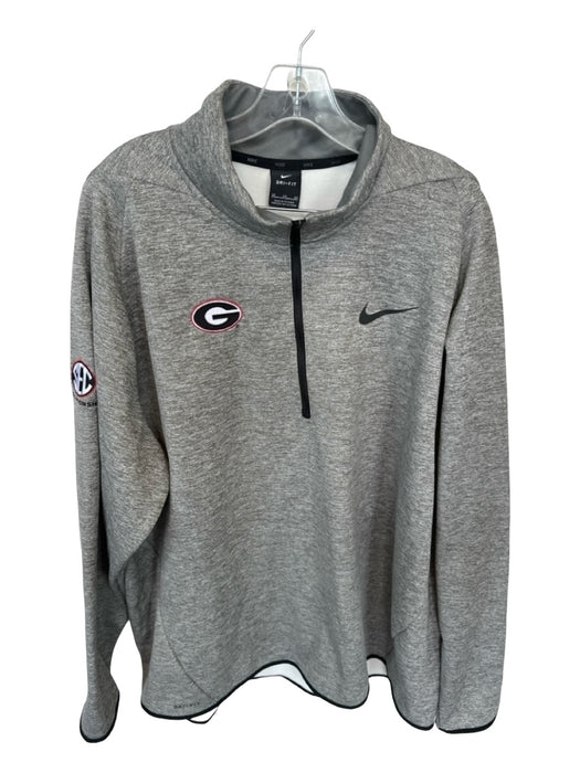 Nike New Size 3XL Gray & Black Polyester UGA Half Zip Heathered Men's Jacket 3XL