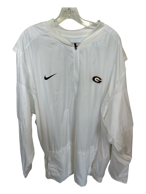 Nike New Size 4XL White & Black Polyester UGA Half Zip Windbreaker Men's Jacket 4XL