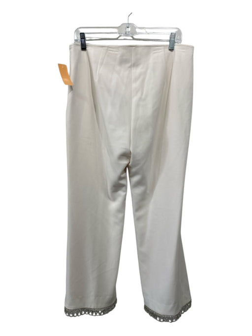 Trina Turk Size 10 Ivory Polyester & Viscose Straight Leg Side Zip Pants Ivory / 10