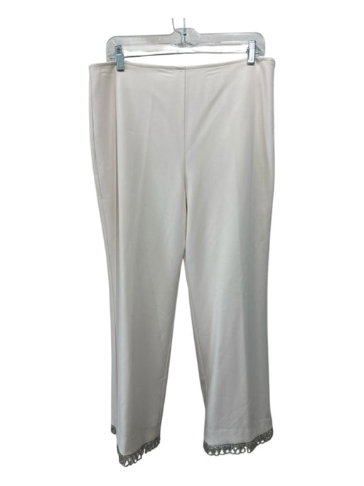 Trina Turk Size 10 Ivory Polyester & Viscose Straight Leg Side Zip Pants Ivory / 10