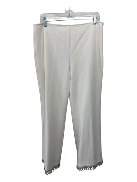 Trina Turk Size 10 Ivory Polyester & Viscose Straight Leg Side Zip Pants Ivory / 10