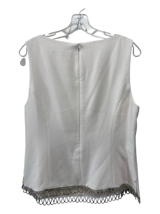 Trina Turk Size 10 Ivory Polyester & Viscose Sleeveless Back Zip Top Ivory / 10