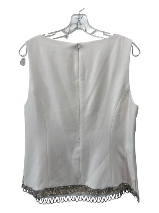 Trina Turk Size 10 Ivory Polyester & Viscose Sleeveless Back Zip Top Ivory / 10