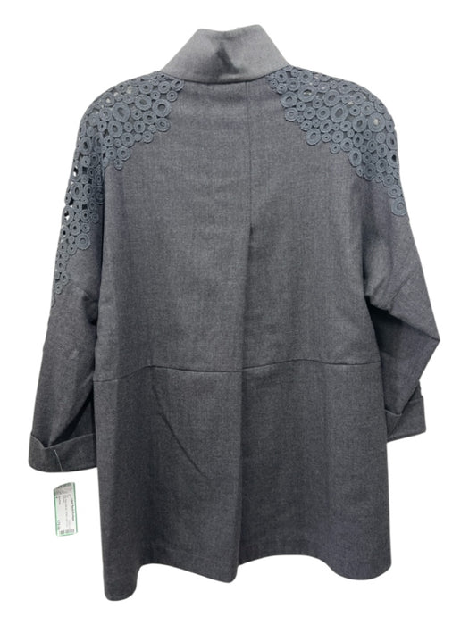 Akris Punto Size 4 Gray Wool Half Zip Circles Laser Cut Top Gray / 4