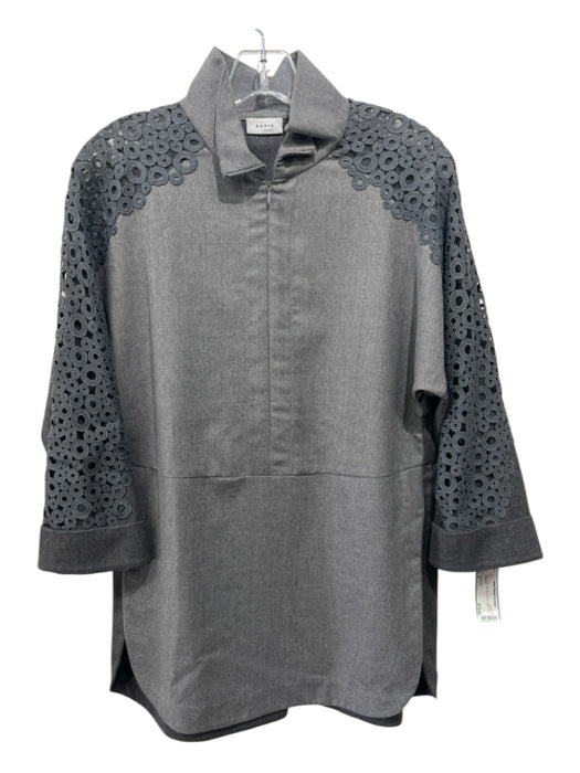 Akris Punto Size 4 Gray Wool Half Zip Circles Laser Cut Top Gray / 4