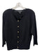 St John Size S Black Wool & Rayon Button Up Ribbed Trim Gold button Cardigan Black / S