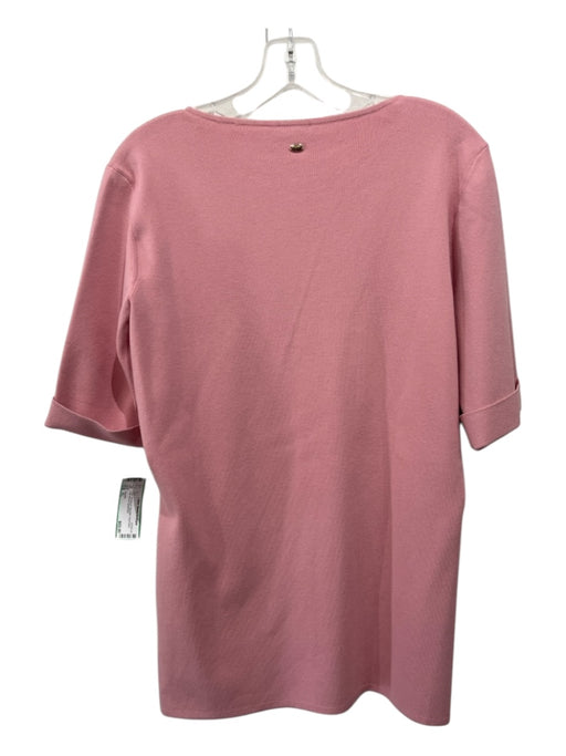 Escada Size XL Pink Viscose & Polyester Boat Neck Half Sleeve Top Pink / XL