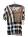 Burberry Size M Brown, Black & Red Viscose & Linen Blend Novacheck Boat Neck Top Brown, Black & Red / M