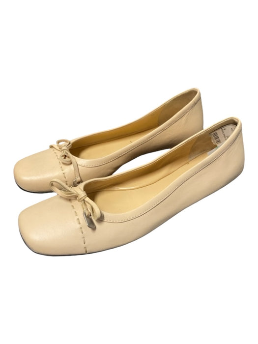 Prada Shoe Size 36.5 Tan Leather Slip On Bow Detail Square Toe Flats Tan / 36.5