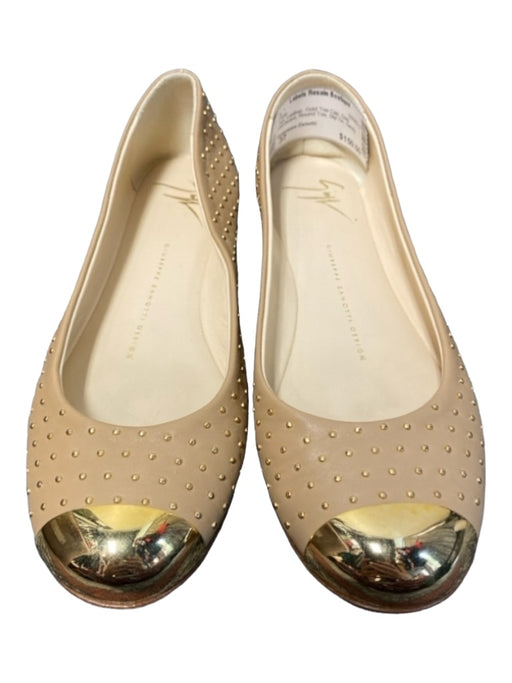 Guiseppe Zanotti Shoe Size 37 Tan Leather Gold Toe Cap Gold Hardware Flats Tan / 37