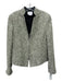 Akris Punto Size 10 Green, Black & White Knit Open Front Shoulder Pads Jacket Green, Black & White / 10