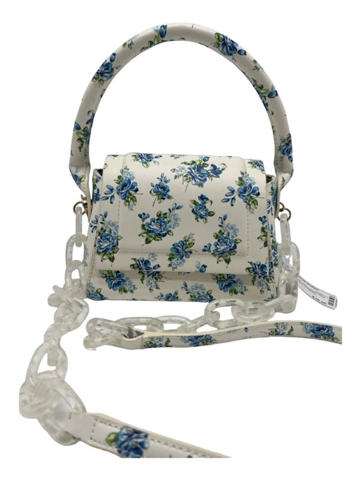 House of Want White blue & green Polyurethane Floral Flap Magnetic Close Bag White blue & green / XS