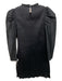 Ulla Johnson Size 2 Black Silk Blend Smocked Long Sleeve Ruffle Hem Dress Black / 2