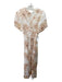 Vince Size XS White & Light Pink Polyester Abstract Crinkle Tie Waist Dress White & Light Pink / XS