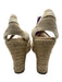 Valentino Shoe Size 38 Beige Raffia Almond Toe Lace Tie Ankle Woven Base Wedges Beige / 38