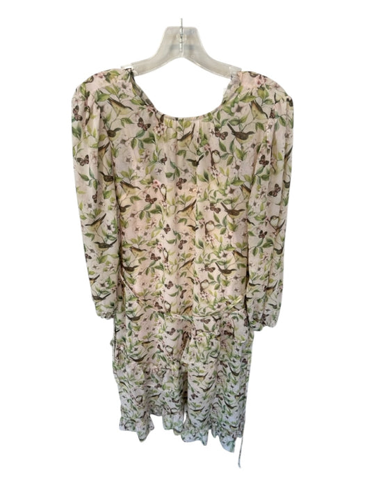 Senlis Size XS Cream & Green Polyester Long Sleeve Birds Slip Incl Dress Cream & Green / XS