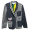 Mira Mikati Size XS / 34 gray, cream, green Wool Blend Patch Plaid Blazer Jacket gray, cream, green / XS / 34