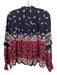 Sea New York Size 2 Black, Red, Multi Silk Long Sleeve All Over Print Eyelet Top Black, Red, Multi / 2