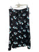 Maeve Size 8 Black Blue & White Viscose Floral lace up Side Zip Midi Skirt Black Blue & White / 8