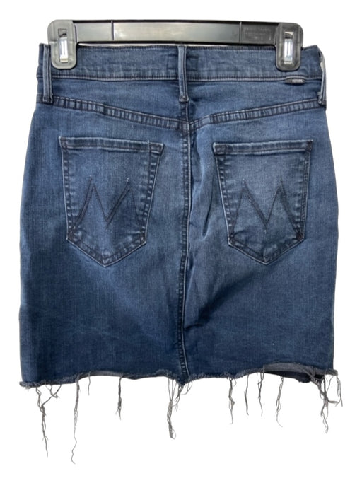 Mother Size 26 Dark Wash Cotton Denim High Rise Raw Hem Mini Skirt Dark Wash / 26