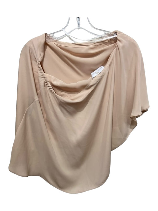 Amanda Uprichard Size S Beige Polyester One Shoulder Draped Cape Sleeve Top Beige / S