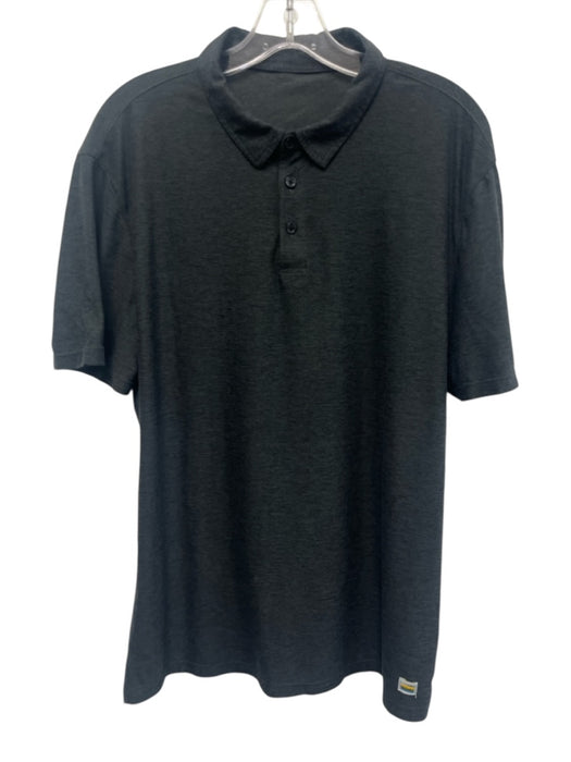 Vuori Size Est M Dark Gray Synthetic Heathered Polo Athleisure Short Sleeve Dark Gray / Est M